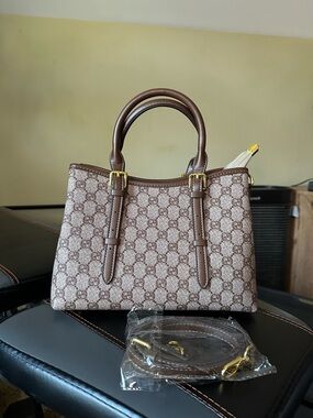Brown Monogram Coated Canvas Medium Satchel Bag New with Tag